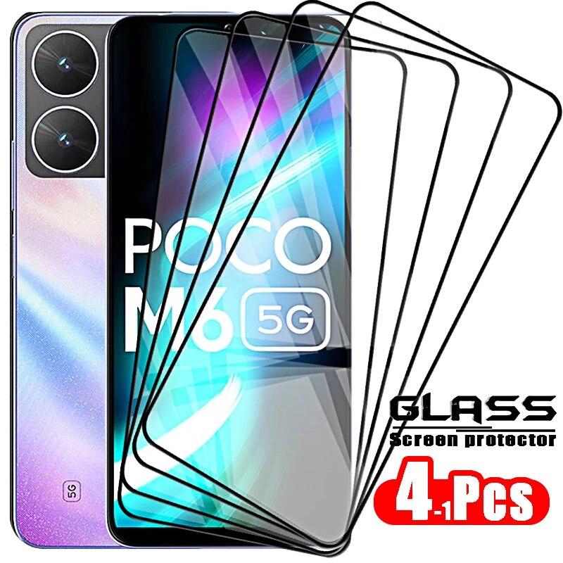 4 шт. закаленное стекло для Xiaomi Poko Poxo Little M6 Pro X6 Pro C65 13t Защитная пленка для экрана Redmi 13c Note 13