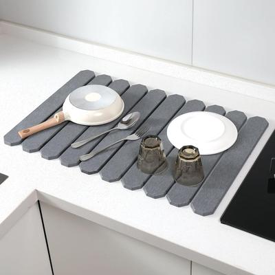Складной каменный коврик для сушки посуды Диатомитовые подкладки для посуды Нескользящий Многоразовый коврик для сушки посуды Кухонные аксессуары