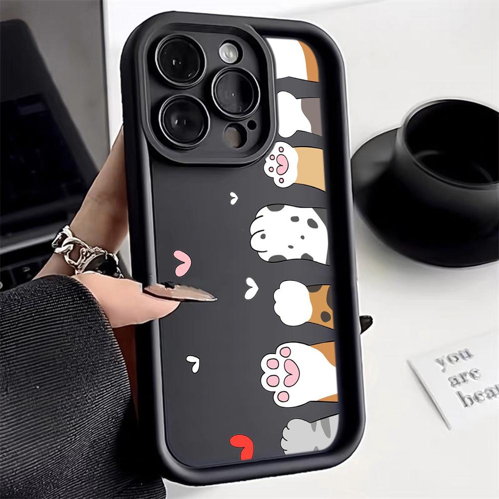 LZ9 мультяшный кот милый художественный дизайн силиконовый чехол для телефона iPhone 11 13 14 15 16 Pro Max 7 8 16 Plus 12 mini XS Max XR противоударный задний чехол