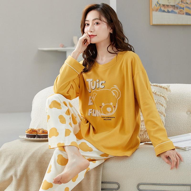 Синий плюшевый мишка пижамный комплект для женщин осень зима длинные рукава длинные штаны милая пижама мягкая пижама уютная пижама для девочек пижамы удобные