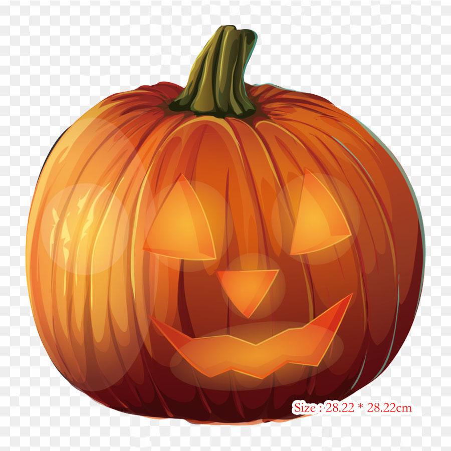 Halloween Pumpkin Iron On Heat Transfer Printing Vinyl Patches Sticker for Clothes DIY Appliques Washable Patches