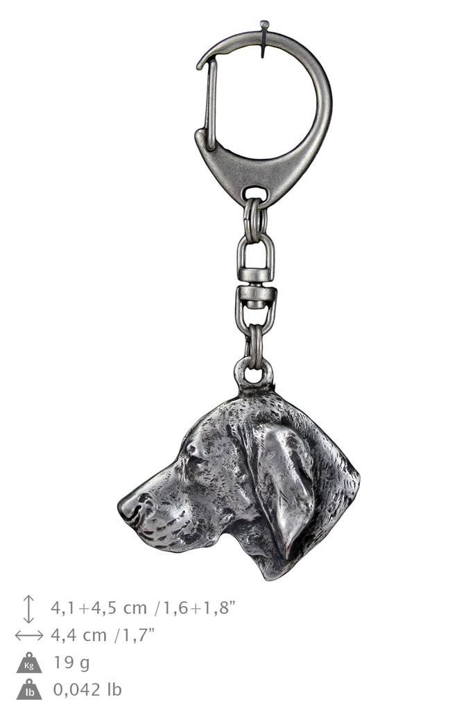 Vizsla, Hungarian Short-haired Pointer - Silver-plated Key Ring with Dog, Handbag Decoration, Backpack Pendant by Art-Dog Brand