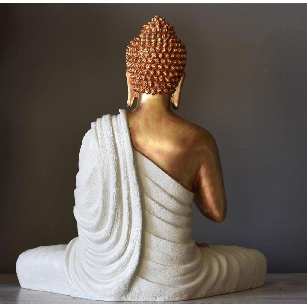 Новая статуя сидящего Будды для декора дома и офиса, статуя идола из мраморной пыли из смолы 15 дюймов