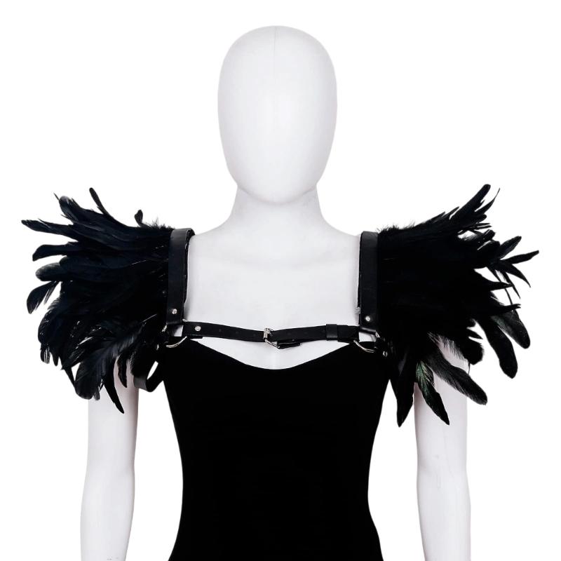 Средневековая накидка-шаль из перьев, накидка на плечи, готический меховой (перьевой) накидка-пончо, костюм для Хэллоуина, косплея, для взрослых женщин и мужчин