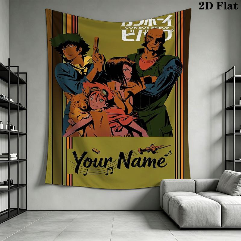 Name Custom CowboyBebop Wall Tapestry Aesthetic Wall Hanging Printed Fabric Blanket Decorative Tapestries for Bedroom Living Room Home Decor
