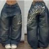 Street Wear American Retro Cleanfit Fashion Print Baggy Jeans Y2K Popular Casual Joker Gothic High Waist Wide-Leg Pants