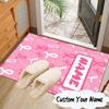 Custom Name Pink Ribbon Awareness Carpet, Chair Rug,Area Rug for Office Bedroom living rooms bedroom, Doormat decor Christmas fan gifts
