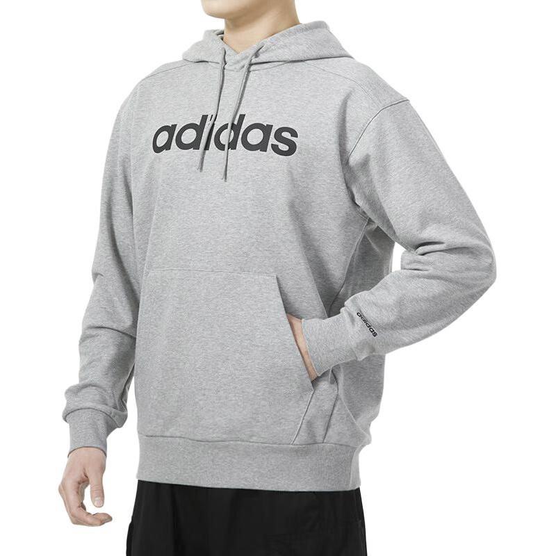 Adidas Сплошная толстовка с капюшоном, повседневная толстовка с длинным рукавом, мужские топы, серый JF3321