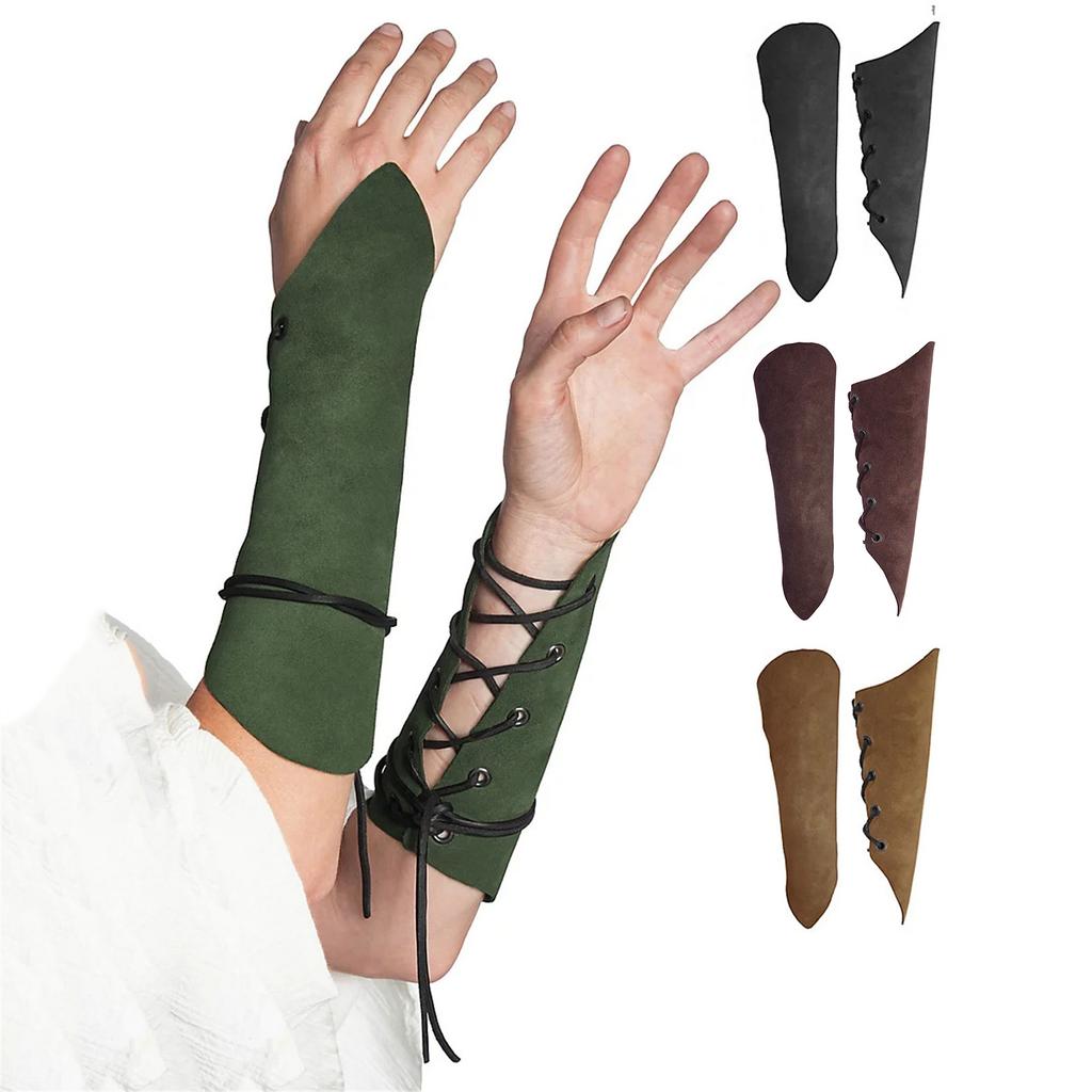 Vintage Nordic Viking Arm Cuff for Cosplay Parties Medieval SuedeFabric Arm Gauntlet Vintage Archery Armor Bracers