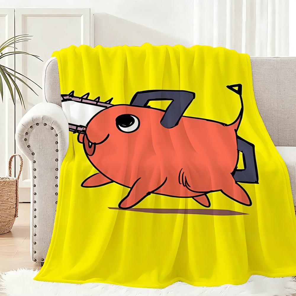 Chainsaw Man Pochita anime Throw Lightweight 240g Flannel Blanket Soft Skin-friendly for Summer Cooling