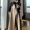Women Casual Thin Woolen Coat Double Sided Cashmere Long Coat Matching Color Temperament