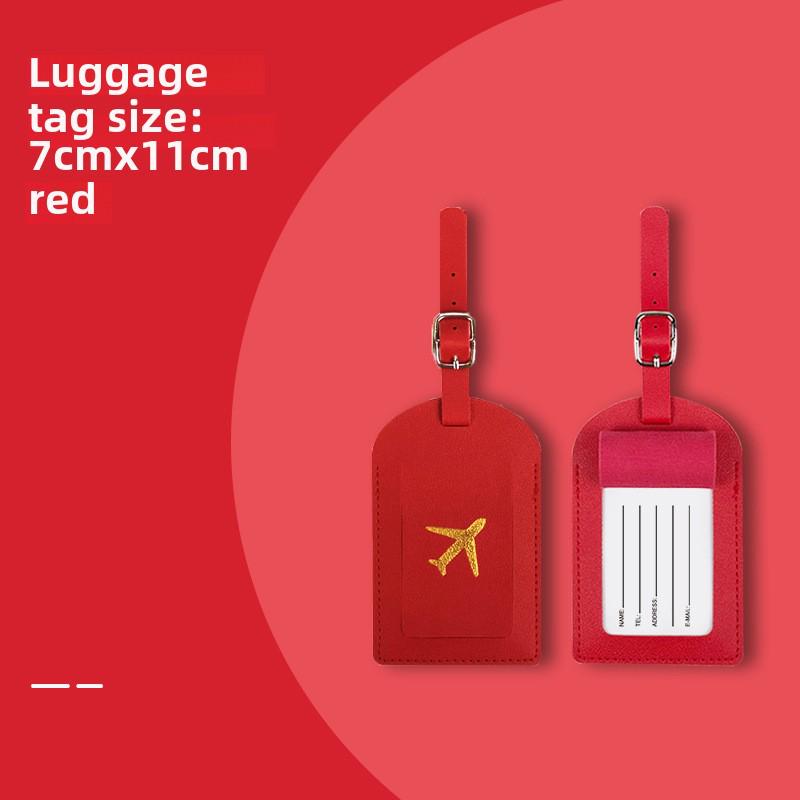 "PU Leather Luggage Tag & Passport Cover Set with Cross-Border Airplane Design"