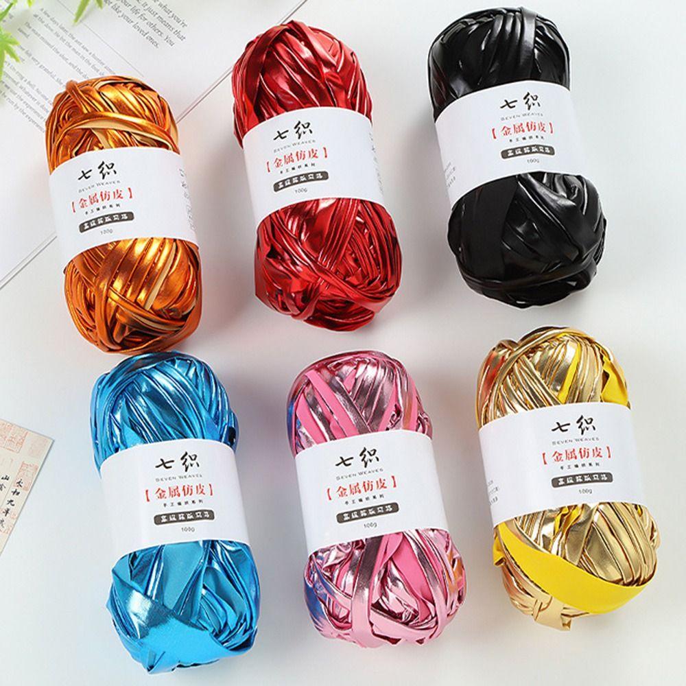 Shiny Faux Leather Yarn Elastic Crochet Yarn Craft Supplies Knitting Yarn Sewing