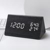 Temperature and Humidity Wooden Clock Electronic Alarm Clock Digital Clock Triangular Wooden Clock
