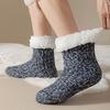 Fleece-Lined Crew Socks Warm Slipper Socks with Non-slip Grips Women Thickened Fuzzy Winter Socks for Home Lounging Sleep