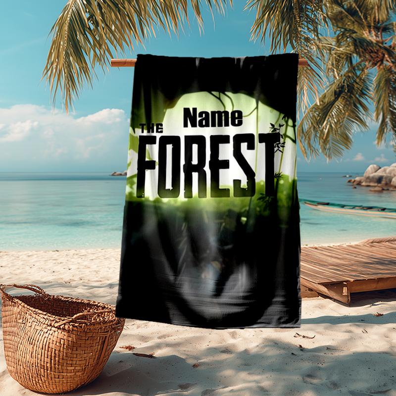 Custom Name Ultra-Soft Beach Towel with The Forest Theme,Ideal for Pool - Camping, Diving - Perfect Travel Essential, Vibrant Beach Towel.