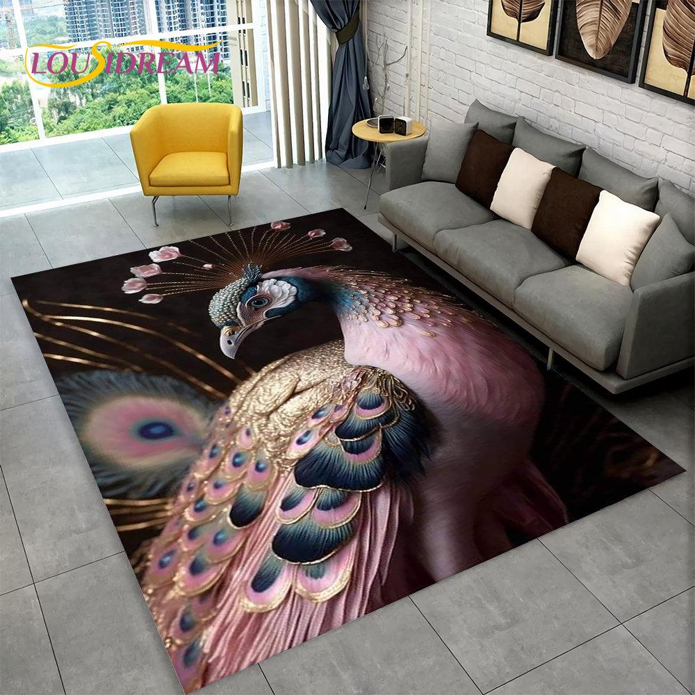 3D изысканный коврик с изображением павлина, коврик для дома, гостиной, спальни, дивана, коврик для кухни, украшение для кухни, нескользящие коврики