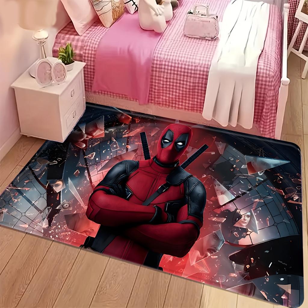 1pc Deadpool Pattern Fleece Doormat | Polyester, Machine Washable, Ideal for Living Room, Bedroom Decor, Adds Practicality and
