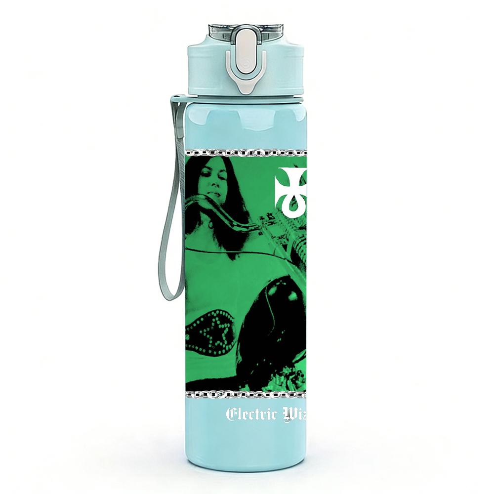 1PC Green Alien Square Minimalist Graphic Print 750ml Portable Sports Water Bottle Leakproof Gym Outdoor Travel Drink Cup