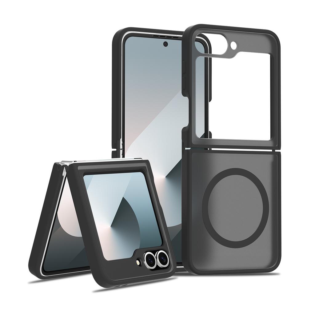 Магнитный чехол Skin Feel Shield для Samsung Galaxy Z Flip 6 7 5G Magsafe Беспроводная зарядка ТПУ Рамка Жесткая Пластиковая Крышка Телефона