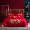 Комплект из четырех предметов с свадебной вышивкой, красное свадебное одеяло, постельное белье, свадебное пододеяльник, простыни, постельное белье для молодоженов, комплект из шести предметов для свадебной кровати