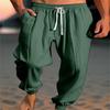 Мужские брюки льняные свободные брюки на шнурке однотонные удобные дышащие повседневные брюки на шнурке