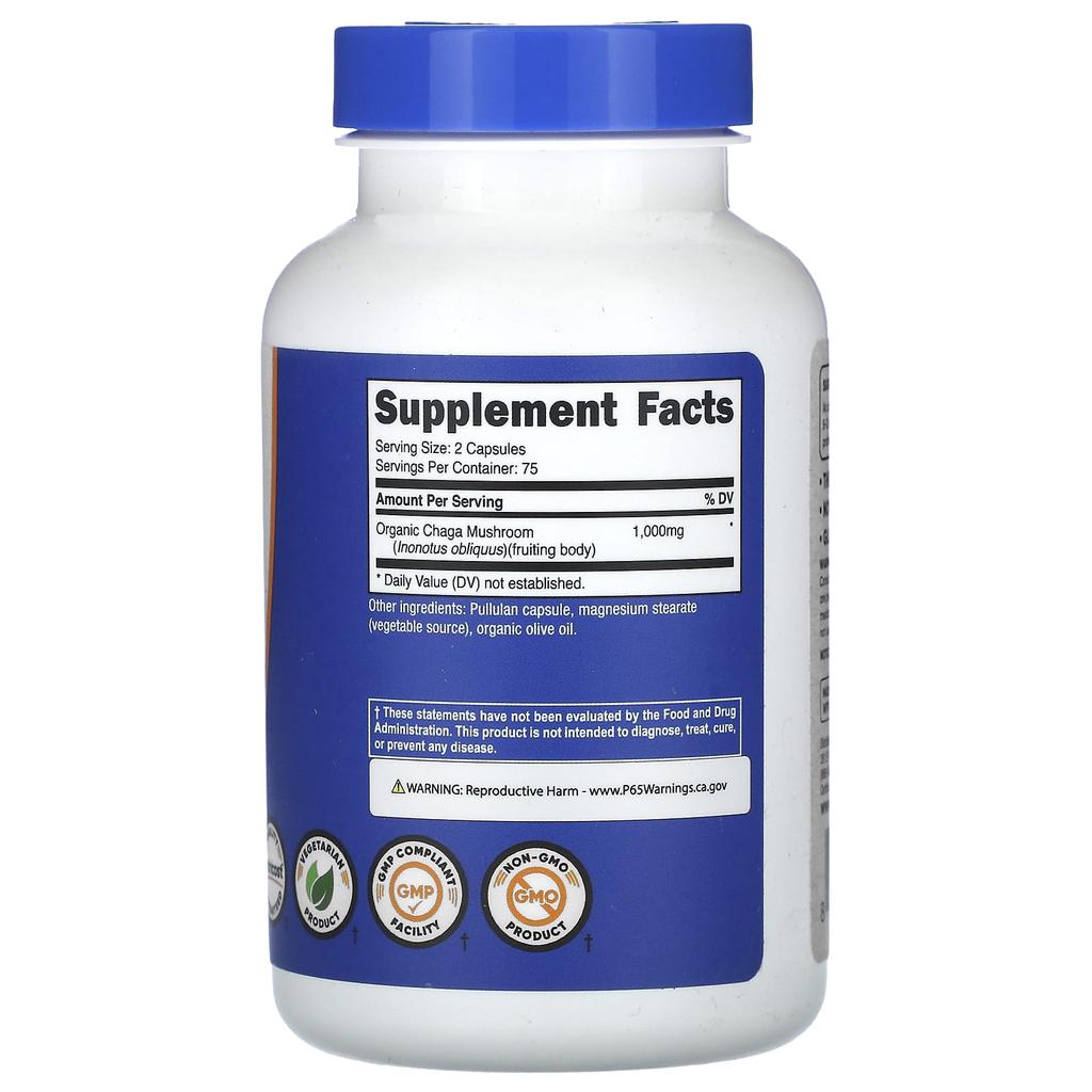 Гриб чага, 150 капсул (500 мг на капсулу)