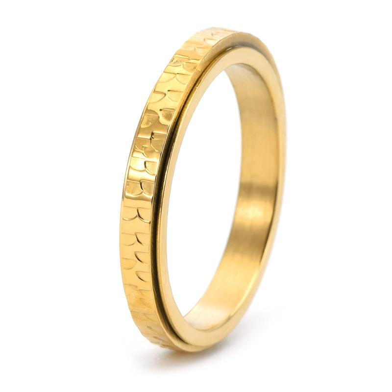 Изысканное кованое вращающееся кольцо шириной 3 мм из нержавеющей стали, элегантное женское украшение, кольцо на мизинец