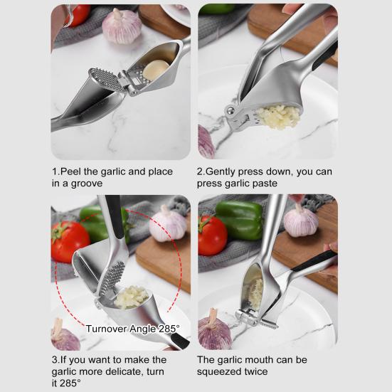 Yousheng Garlic Press Easy To Clean Use Heavy Duty Garlic Mincer Labor-Saving Handle Garlic Grinder Dishwasher Safe Kitchen Gadget