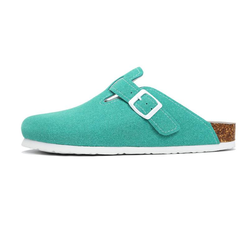 Модная мужская обувь Baotou Пробковые мужские тапочки Кожаные мужские женские полутапочки на зиму Большой размер 35-45