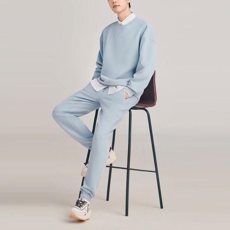 Li-Ning Однотонный спортивный свитер с длинным рукавом, толстовка унисекс, небесно-голубая AWDS065-7
