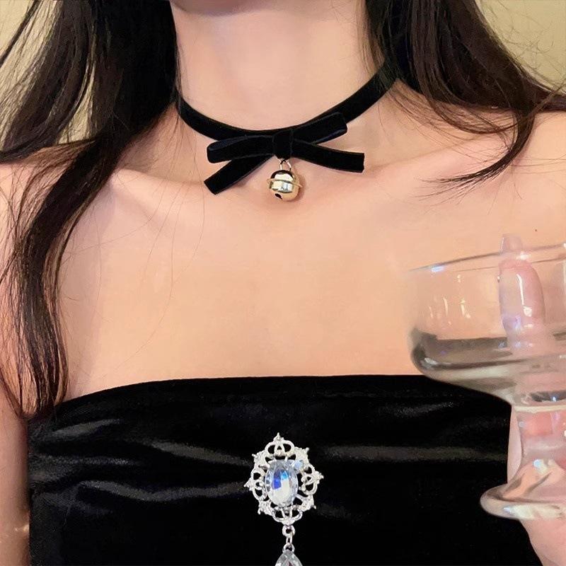 Рождественское ожерелье-колокольчик Женский осенне-зимний чокер Красный бархатный бант на шею Цепочка-воротник Чистое желание Ветер Ключичная цепочка