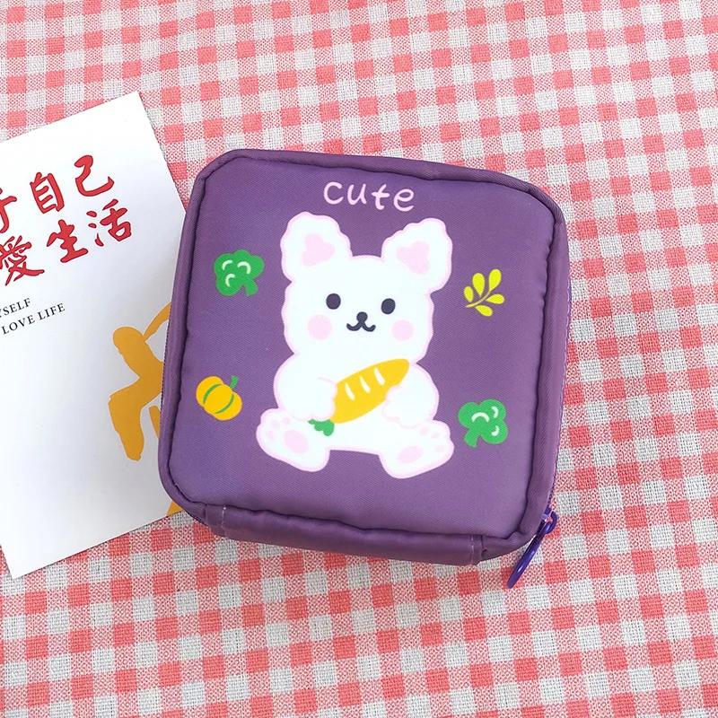 Cute Mini Cosmetic Bag Cartoon Coin Purse Portable Women Small Pouch Makeup Organizer Case Sanitary Napkin Lipstick Storage Bag