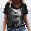 Summer Women's T Shirt Cat Print Casual Short Sleeve 3d T-Shirts Fashion Streetwear Crew Neck Pullover Female Oversized Clothing
