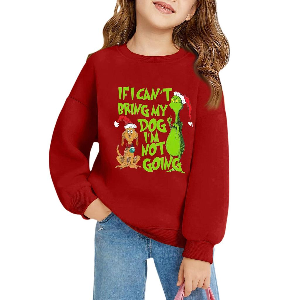 Рождественские пуловеры с круглым вырезом для девочек, детские топы с принтом