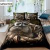 Комплект постельного белья с изображением енота, милый комплект постельного белья с изображением животных, одеяло в стиле дикой природы, покрывало из полиэстера размера «king size»