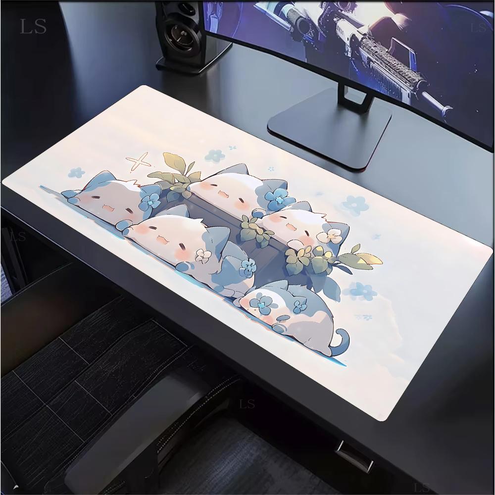 Cute Cartoon Cat Mouse Pad Large Computer Keyboard Mouse Pad Kawaii Natural Rubber Anti-Slip Mat Perfect Gift Girlfriend Women