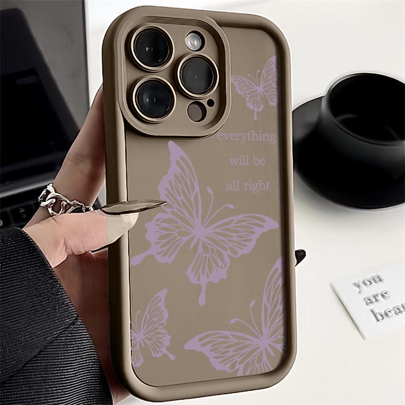 Мягкий чехол для телефона Butterfly TPU для iPhone 16 15 Pro Max 14 13 Pro 12 Mini 11 XR 8 7, противоударный матовый силиконовый чехол