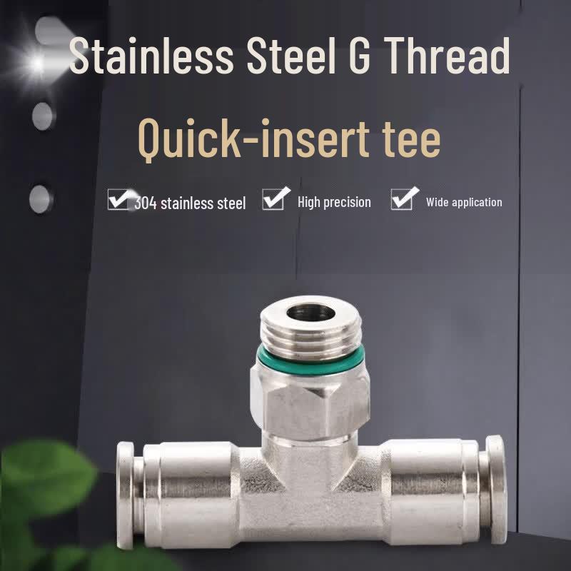 304 Stainless Steel T-Type Quick Connect G-Thread 3-Way Fitting