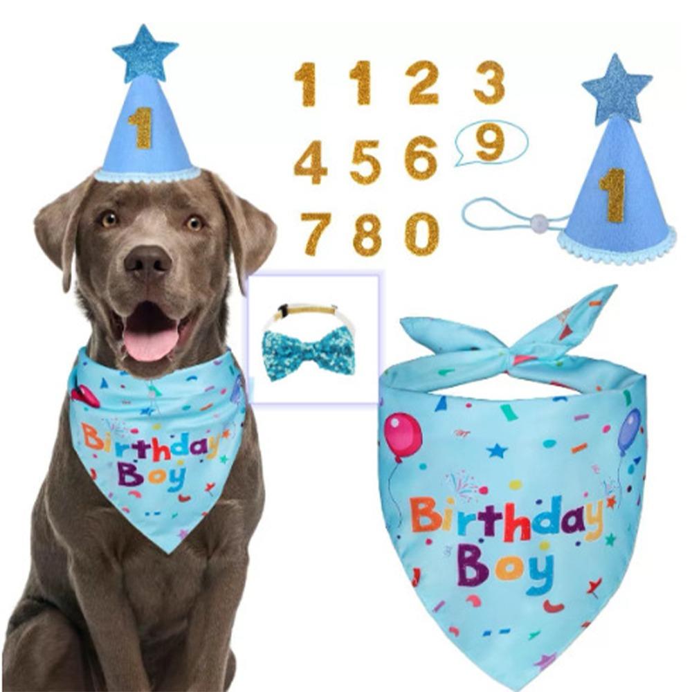 Cute Pet Birthday Caps Adjustable Cat Triangle Scarf Dog Dress Up Dog Birthday Bib  for Dogs Cats