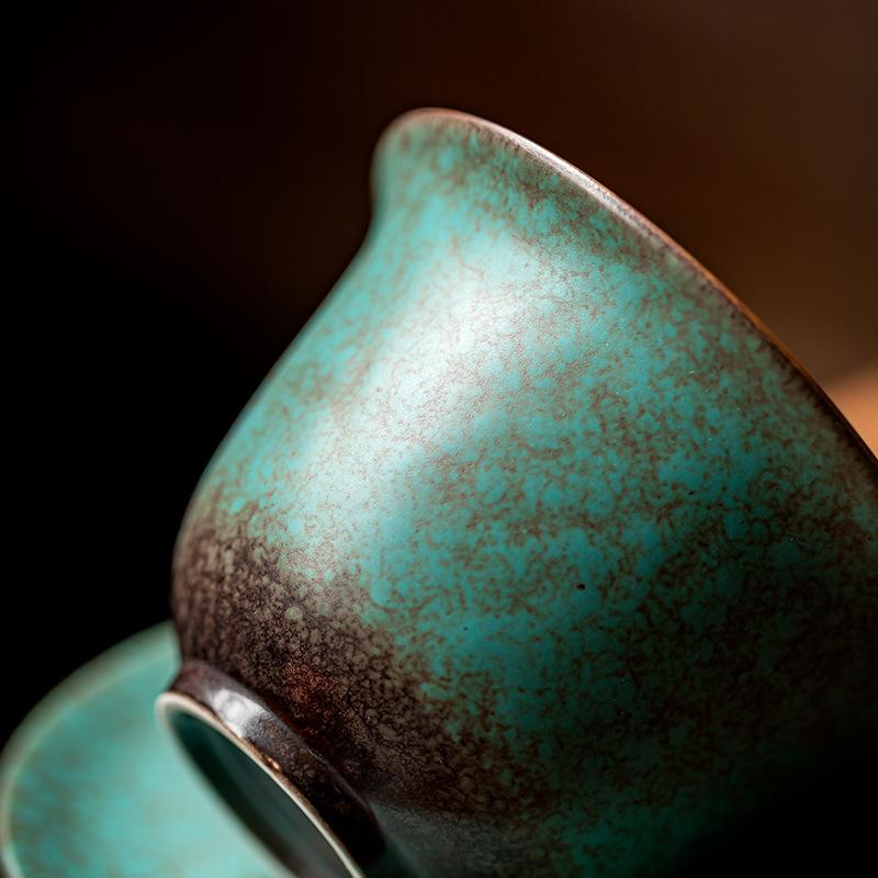 150 мл керамическая бирюзовая глазурь гайвань чашка для чая глиняная супница с крышкой ретро пигментированная чаша для чая кунг-фу чашка для напитков подарочная