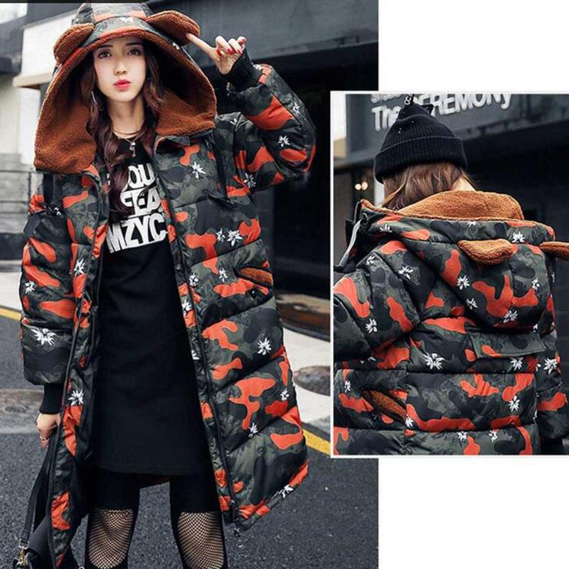 Printing Winter  New Plus Size Padded Cold-Proof Warm Coat Medium Long High-Grade Ladies Down Cotton-Padded Jacket