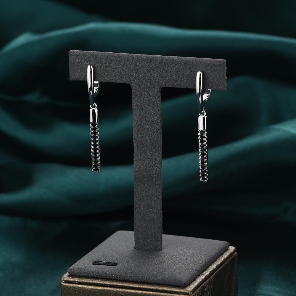 Black Awn Черные ювелирные изделия Длинные серьги-капли для женщин Подарочные серьги-кольца