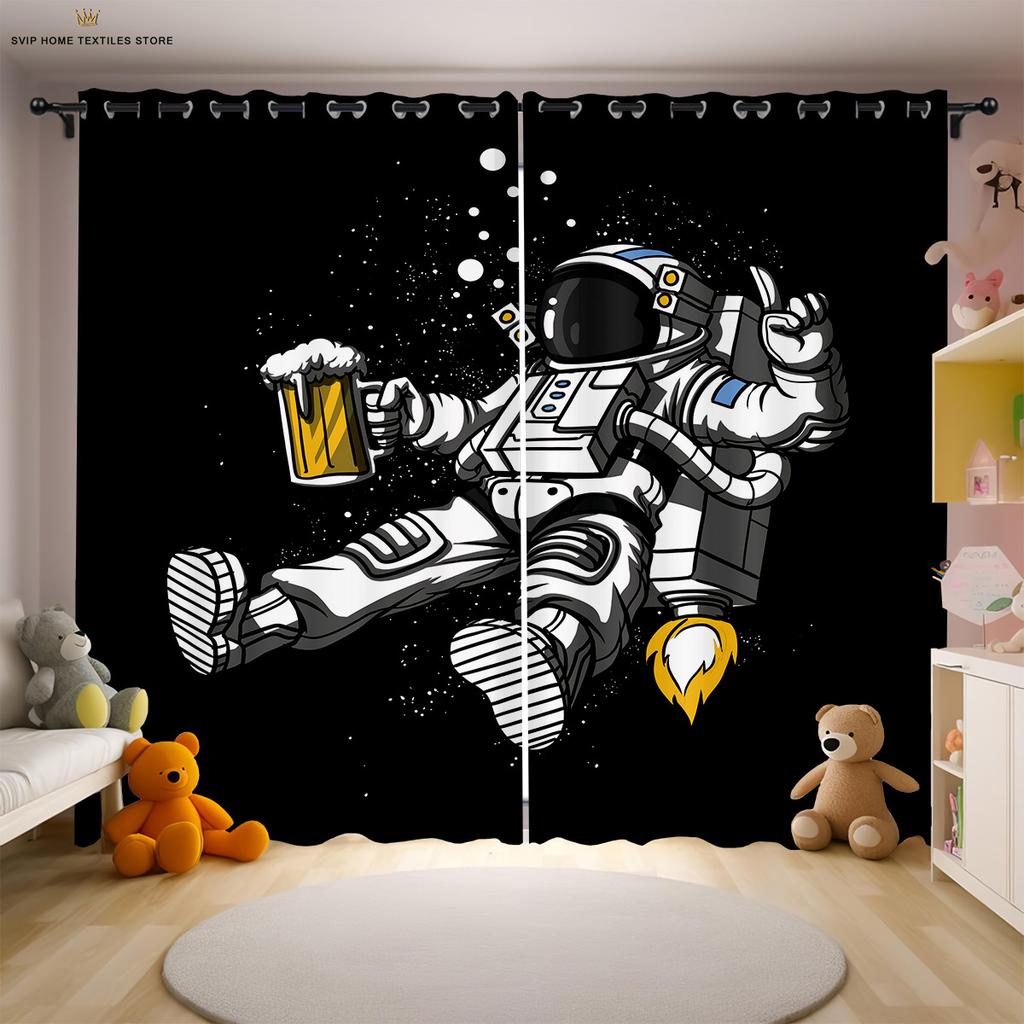 Шторы с принтом «Мультяшный космический астронавт» для детской комнаты, подходят для спальни, гостиной, кабинета, декоративные