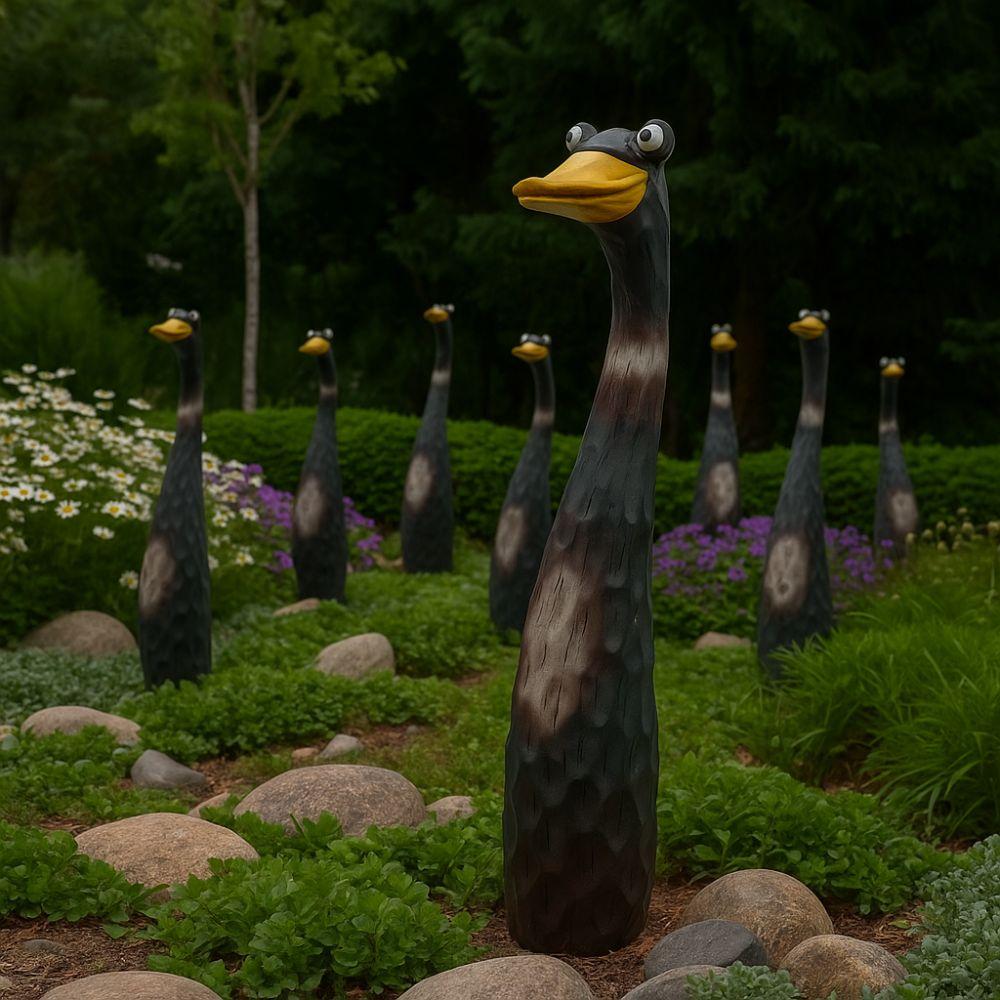 Resin Crafts Duck Goose Ornaments Weatherproof Animal Statues  Patio Decor