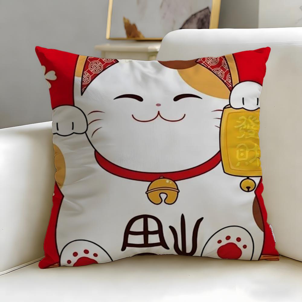 Классическая наволочка для подушки-кошки Neko Rich Luck Money Cat, мягкая и легко стирающаяся – Универсальная для дивана, кровати, путешествий и офиса