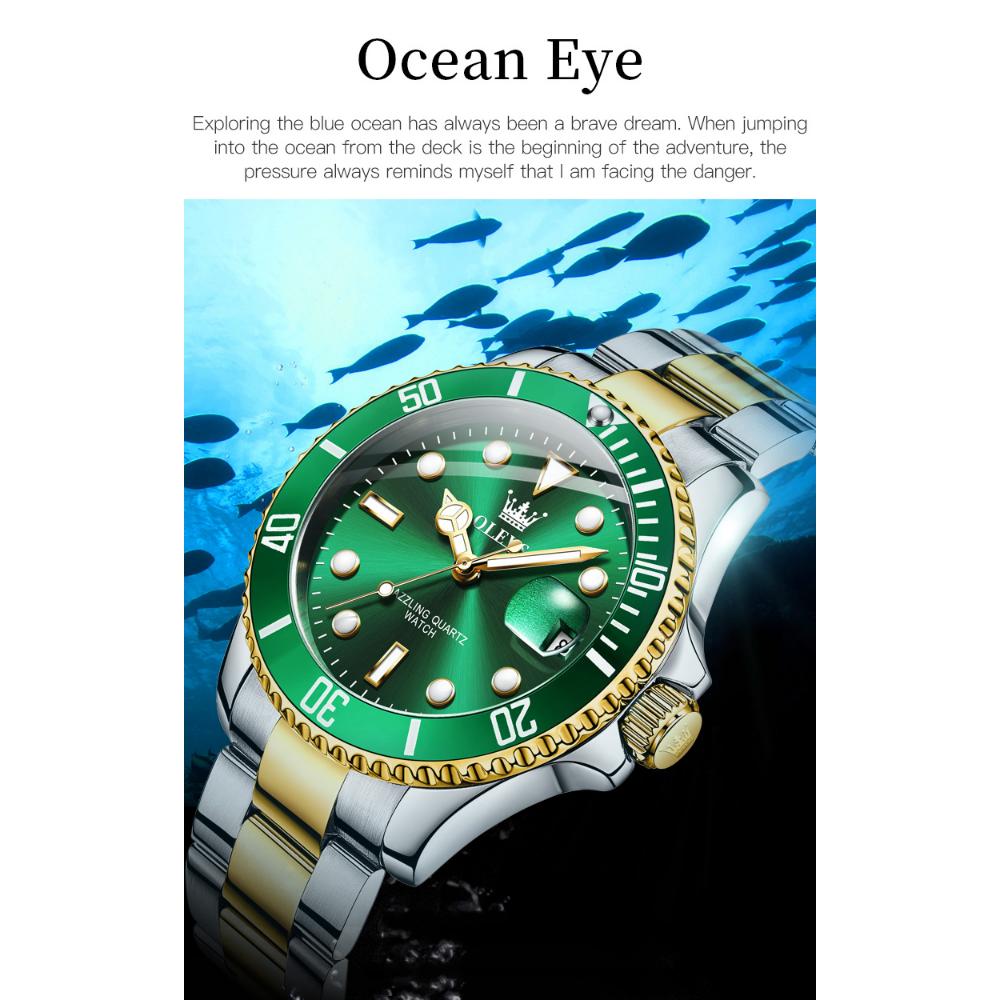 OLEVS Мужские часы Женские часы Зеленая вода Призрак Кварцевые часы Водонепроницаемые часы для пар