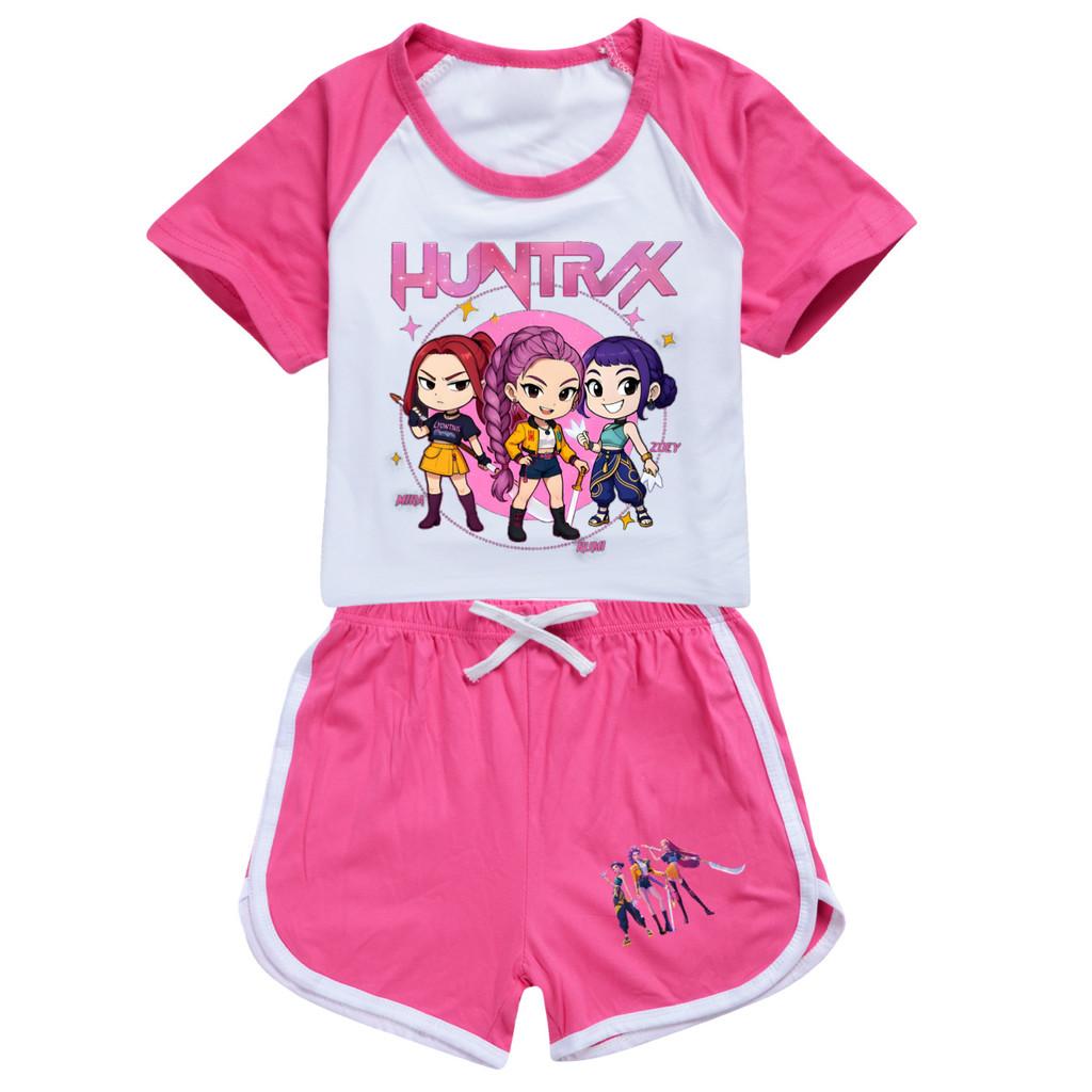 5033 Детский Девочки POP Rumi Zoey Mira Принт Футболка Шорты Спорт Спортивный костюм Комплект одежды