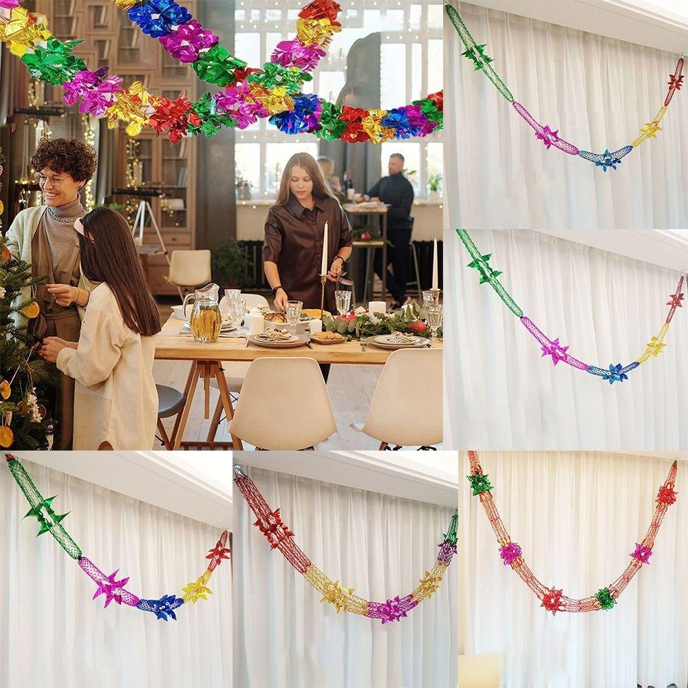 Xmas Gift Party Supplies Hanging Decoration Ceiling Wreath Metalic Foil Garland Christmas Decor