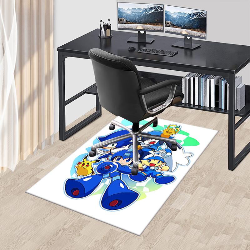1pc Sonic, Mega Man, Pikachu Anime Cartoon Design Office Chair Mat - Non-Slip Carpet for Home Decor, Gaming Room, Seasonal Gift.Y055